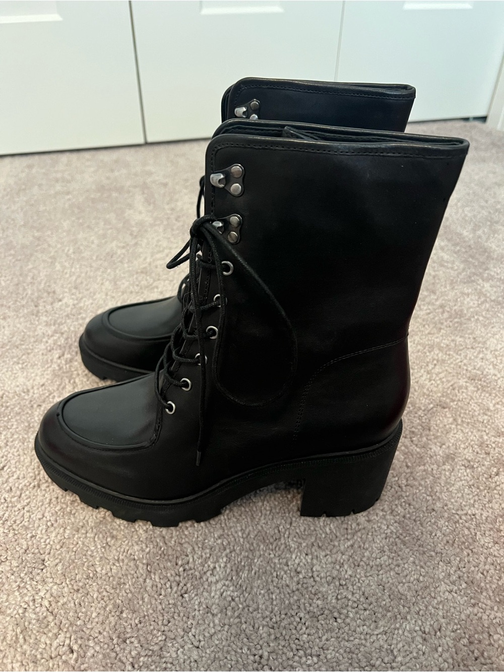 J. Crew Black Lace-Up Chunky Heel Combat Boots
